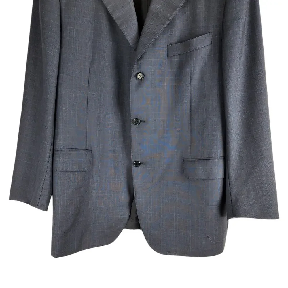 Canali Super 120s Wool Three Button Pin Stripe Blazer Navy Size 46R